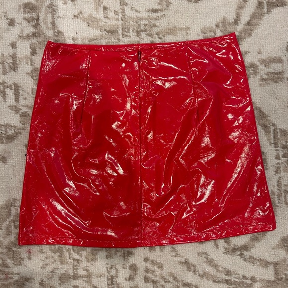 Shiny Red Mini Skirt - Picture 3 of 11